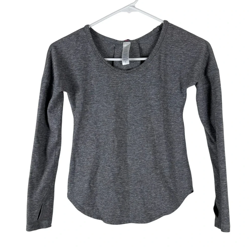 Ivivva by Lululemon Girls Size 7 Long Sleeve Top Gray‎ Thumbholes Activewear
